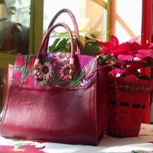 Embroided leather bag